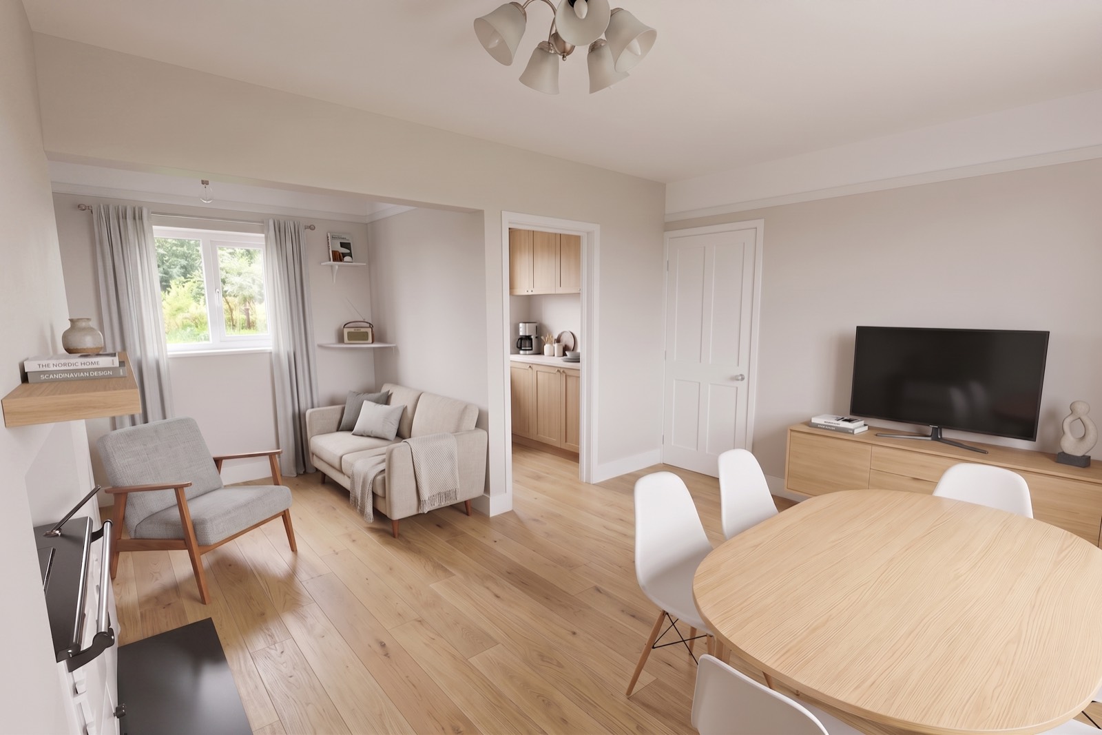 After — Living & dining — full home refurbishment